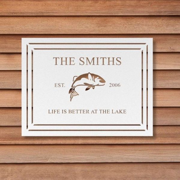 Personalized Welcome to Our Lake Lake House Sign Lakehouse Beach House Home Decor Custom Metal Sign