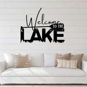 Personalized Welcome to the Lake Sign Lakehouse Beach House Home Decor Custom Metal Sign 1