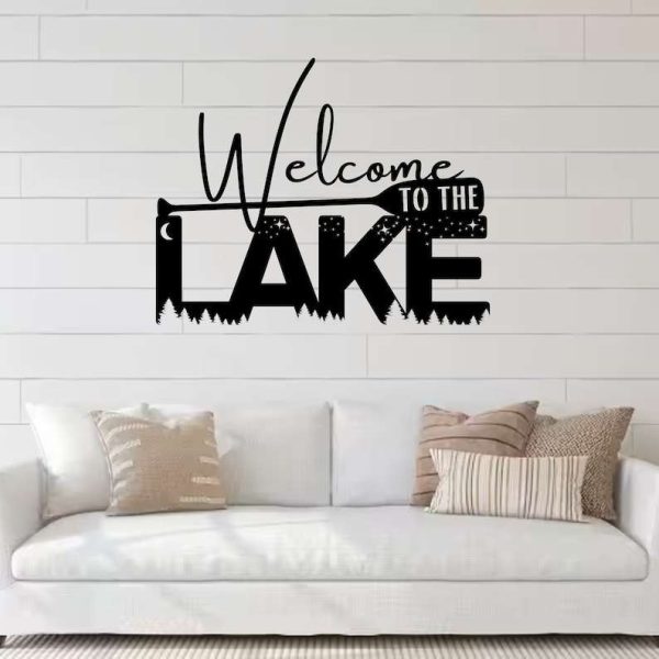 Personalized Welcome to the Lake Sign Lakehouse Beach House Home Decor Custom Metal Sign