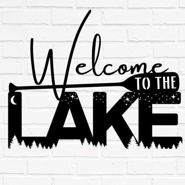 Personalized Welcome to the Lake Sign Lakehouse Beach House Home Decor Custom Metal Sign