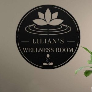 Personalized Wellness Room Lotus Yoga Studio Home Decor Custom Metal Sign 2