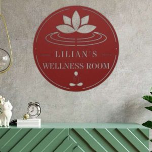 Personalized Wellness Room Lotus Yoga Studio Home Decor Custom Metal Sign 3