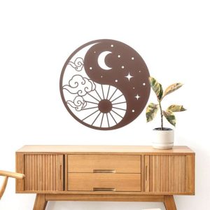 Personalized Yin Yang Sun and Moon Meditation Room Yoga Studio Home Decor Custom Metal Sign