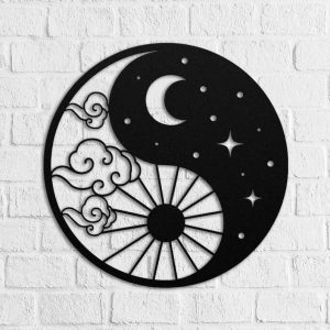 Personalized Yin Yang Sun and Moon Meditation Room Yoga Studio Home Decor Custom Metal Sign 2