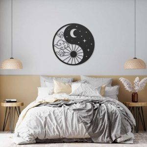Personalized Yin Yang Sun and Moon Meditation Room Yoga Studio Home Decor Custom Metal Sign 3