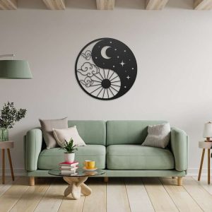 Personalized Yin Yang Sun and Moon Meditation Room Yoga Studio Home Decor Custom Metal Sign 4