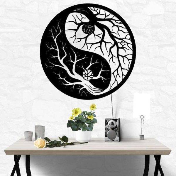 Personalized Yin Yang Tree of Life Yoga Studio Home Decor Custom Metal Sign