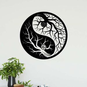 Personalized Yin Yang Tree of Life Yoga Studio Home Decor Custom Metal Sign