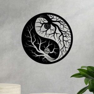 Personalized Yin Yang Tree of Life Yoga Studio Home Decor Custom Metal Sign 3