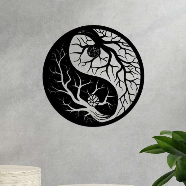 Personalized Yin Yang Tree of Life Yoga Studio Home Decor Custom Metal Sign