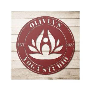Personalized Yoga Academy Yoga Instructor Lotus Flower Yoga Studio Home Decor Custom Metal Sign 1