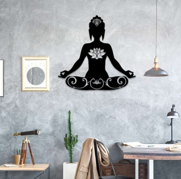 Personalized Yoga Buddha Lotus Yoga Studio Home Decor Custom Metal Sign