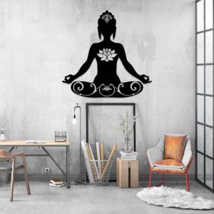 Personalized Yoga Buddha Lotus Yoga Studio Home Decor Custom Metal Sign 4