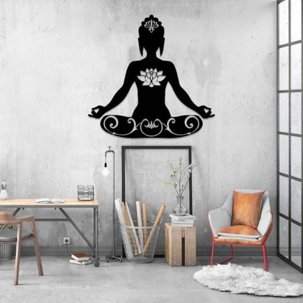 Personalized Yoga Buddha Lotus Yoga Studio Home Decor Custom Metal Sign