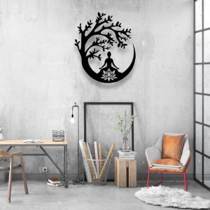 Personalized Yoga Buddha Tree Buddhist Yoga Studio Home Decor Custom Metal Sign 1