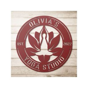 Personalized Yoga Logo Business Sign Yoga Studio Home Decor Custom Metal Sign 1