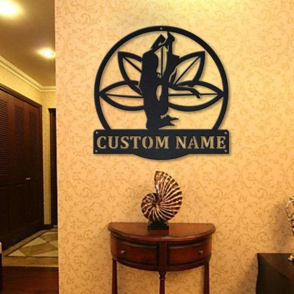 Personalized Yoga Meditation Lotus Sign Yoga Studio Home Decor Custom Metal Sign