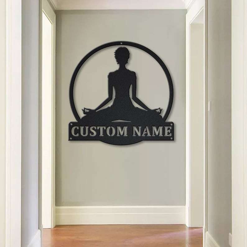 Personalized Yoga Meditation Sign Yoga Studio Home Decor Custom Metal