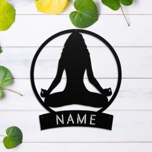 Personalized Yoga Meditation Yogi Wall Art Lotus Pose Yoga Studio Home Decor Custom Metal Sign