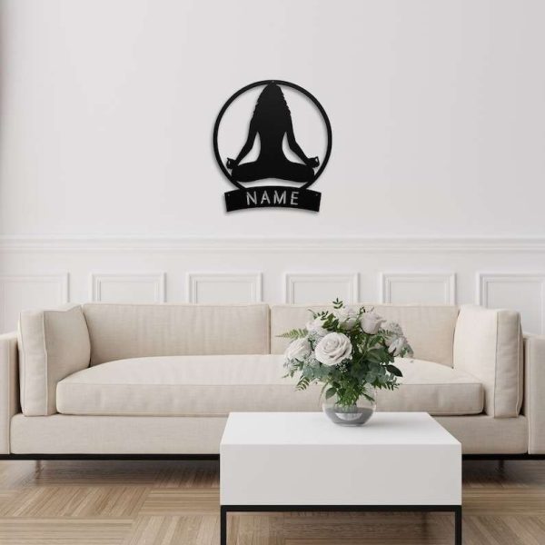 Personalized Yoga Meditation Yogi Wall Art Lotus Pose Yoga Studio Home Decor Custom Metal Sign