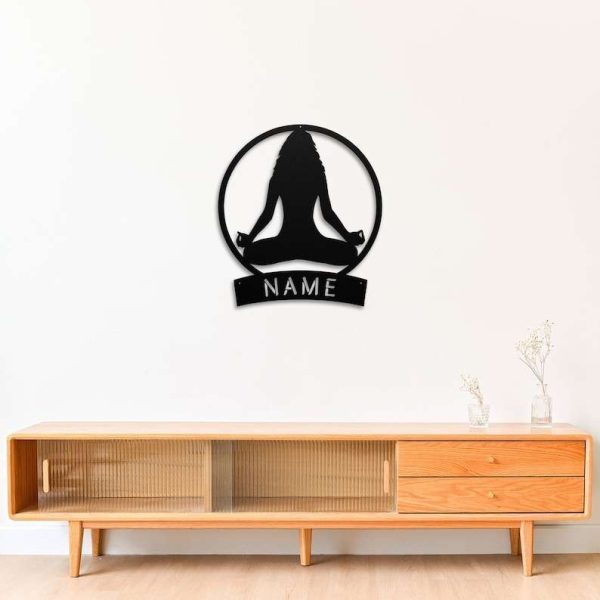 Personalized Yoga Meditation Yogi Wall Art Lotus Pose Yoga Studio Home Decor Custom Metal Sign