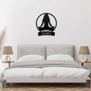 Personalized Yoga Meditation Yogi Wall Art Lotus Pose Yoga Studio Home Decor Custom Metal Sign 4