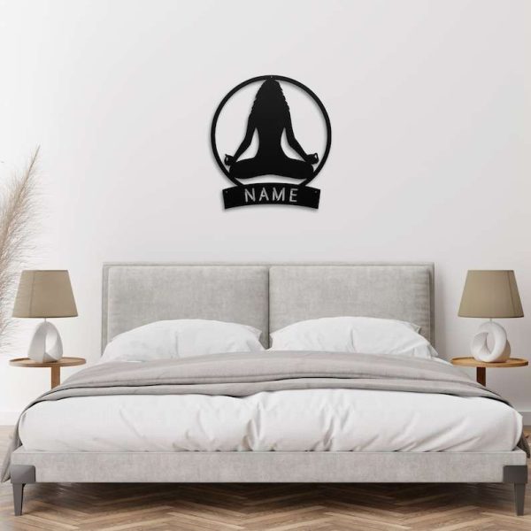 Personalized Yoga Meditation Yogi Wall Art Lotus Pose Yoga Studio Home Decor Custom Metal Sign