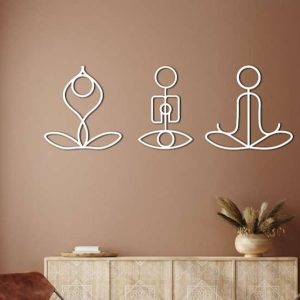 Personalized Yoga Poses Set of 3 Namaste Meditation Room Yoga Studio Home Decor Custom Metal Sign 3