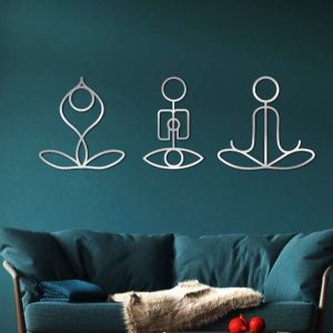 Personalized Yoga Poses Set of 3 Namaste Meditation Room Yoga Studio Home Decor Custom Metal Sign 4