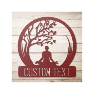 Personalized Yoga Post Tree Namaste Yoga Studio Sister Aunt Yogi Gift Home Decor Custom Metal Sign