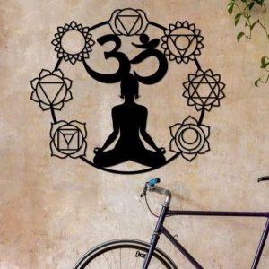 Personalized Yoga Symbol Chakra Spiritual Namaste Om Breathe Symbol Yoga Studio Home Decor Custom Metal Sign