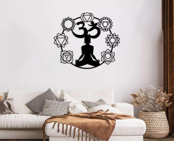 Personalized Yoga Symbol Chakra Spiritual Namaste Om Breathe Symbol Yoga Studio Home Decor Custom Metal Sign