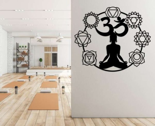 Personalized Yoga Symbol Chakra Spiritual Namaste Om Breathe Symbol Yoga Studio Home Decor Custom Metal Sign