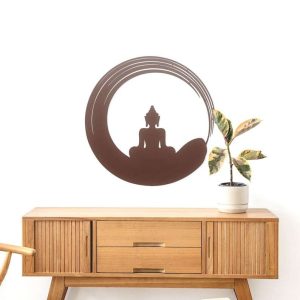 Personalized Zen Circle Buddha Meditation Yoga Studio Home Spiritual Decor Custom Metal Sign