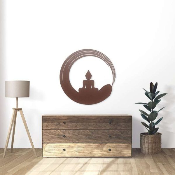 Personalized Zen Circle Buddha Meditation Yoga Studio Home Spiritual Decor Custom Metal Sign