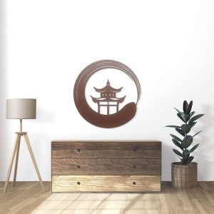 Personalized Zen Circle Pagoda Japanese Yoga Studio Home Decor Custom Metal Sign 2