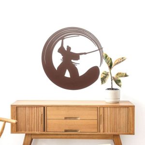 Personalized Zen Circle Samurai Meditation Room Yoga Studio Home Decor Custom Metal Sign