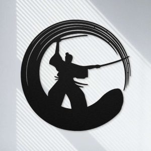 Personalized Zen Circle Samurai Meditation Room Yoga Studio Home Decor Custom Metal Sign