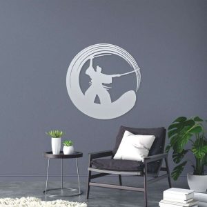 Personalized Zen Circle Samurai Meditation Room Yoga Studio Home Decor Custom Metal Sign 4