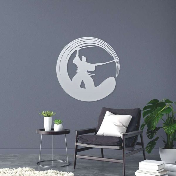 Personalized Zen Circle Samurai Meditation Room Yoga Studio Home Decor Custom Metal Sign