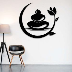Personalized Zen Stones Tulip Yoga Studio Home Decor Custom Metal Sign