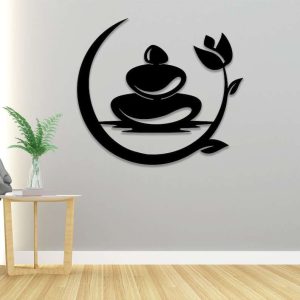 Personalized Zen Stones Tulip Yoga Studio Home Decor Custom Metal Sign