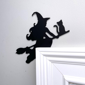 Witch Flying on a Broomstick Door Topper Witch Halloween Metal Sign Halloween Decor Home 2
