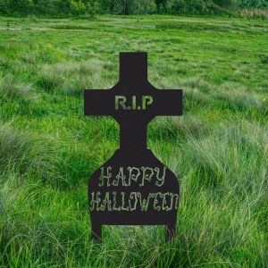 Halloween Gravestone Metal Yard Stake RIP Signs Halloween Decoration for Home 2