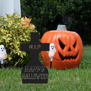 Halloween Gravestone Metal Yard Stake RIP Signs Halloween Decoration for Home 4