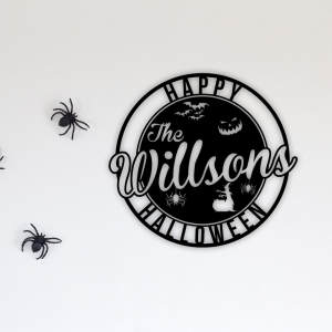 Halloween Spiderweb Metal Sign Custom Family Name Signs Halloween Decoration for Home 1 1