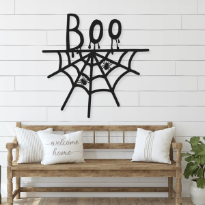 Halloween Spiderweb Metal Sign Gothic Signs Halloween Decoration for Home 2