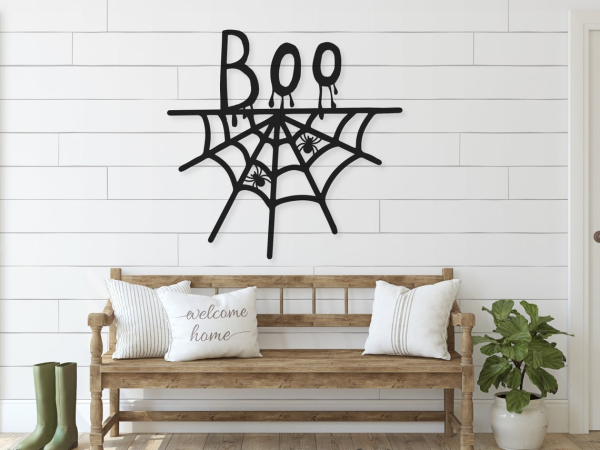Halloween Spiderweb Metal Sign Gothic Signs Halloween Decoration for Home