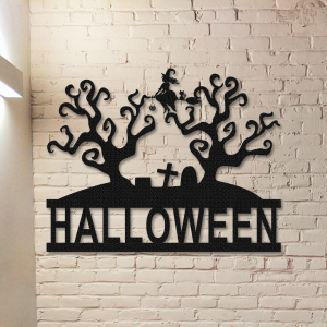 Halloween Witch Metal Sign Grave Signs Halloween Decoration for Home 3
