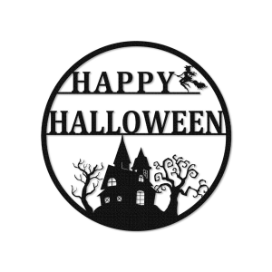 Happy Halloween Metal Sign Witch Flying On A Broomstick Signs Halloween Home Decor 1